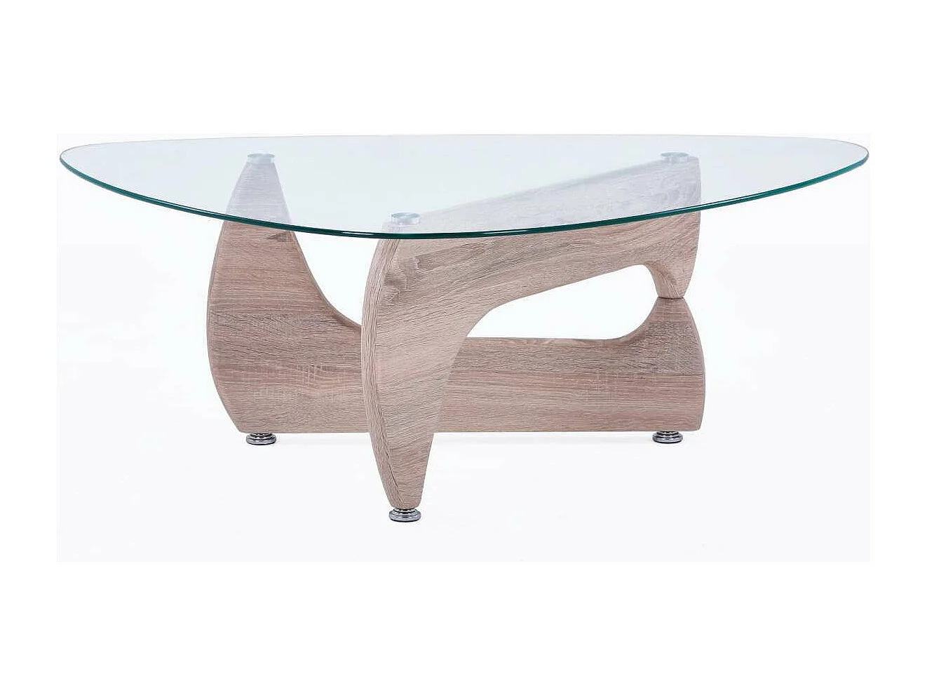 Mesa centro Leyna para salón acabado roble y cristal 40 cm(alto)110 cm(ancho)70 cm(largo)