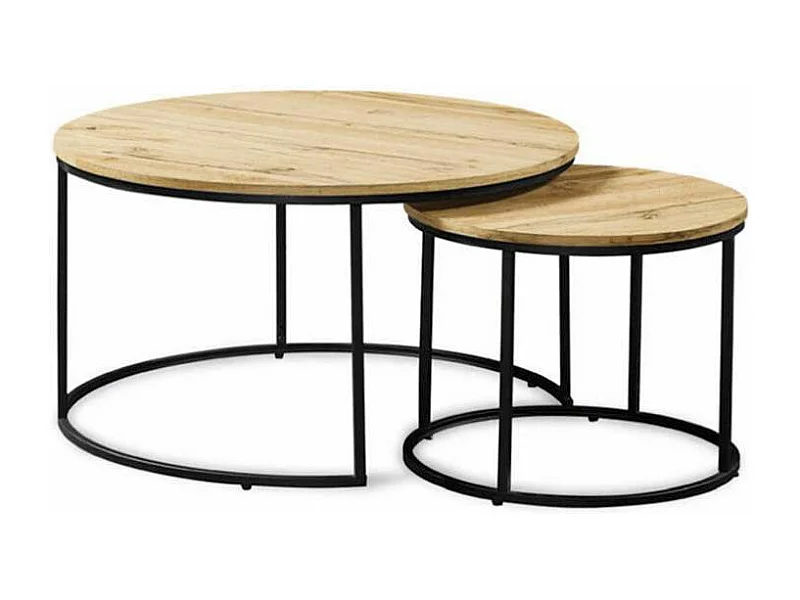 Conjunto de 2 mesas de centro Café en acabado madera de roble.