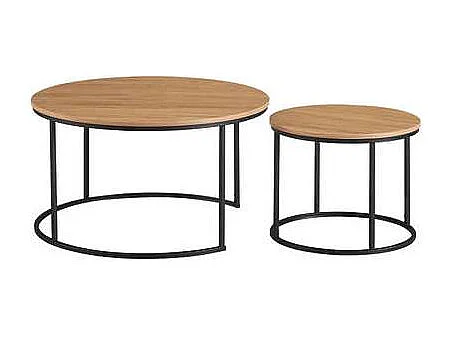 Conjunto de 2 mesas de centro Café acabado roble.