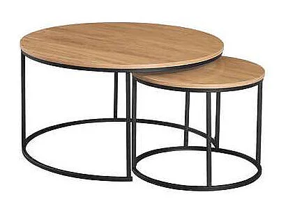 Conjunto de 2 mesas de centro Café acabado roble.