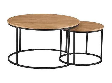 Conjunto de 2 mesas de centro Café acabado roble.