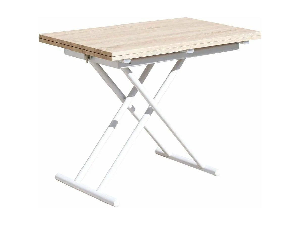Mesa de Centro Up-Down, elevable extensible acabado roble, 50-100 cm(ancho)100 cm(largo)