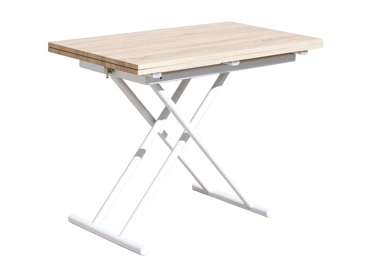 Mesa de Centro Up-Down, elevable extensible acabado roble, 50-100 cm(ancho)100 cm(largo)