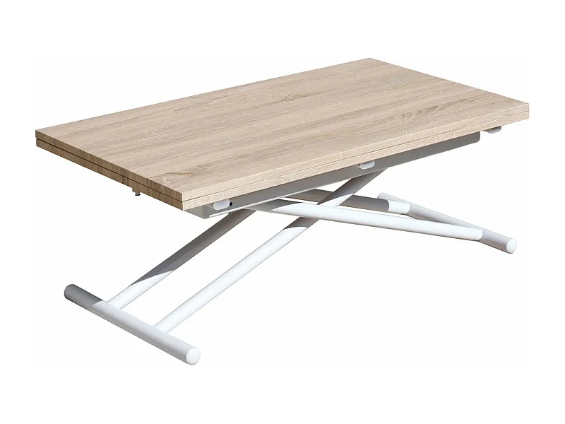 Mesa de Centro Up-Down, elevable extensible acabado roble, 50-100 cm(ancho)100 cm(largo)