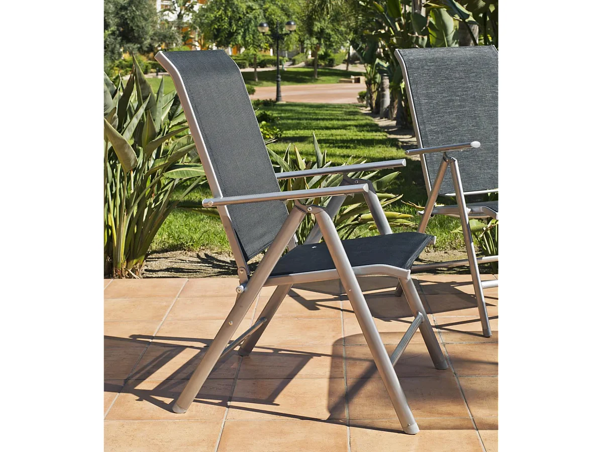 Pack 2 sillones o tumbonas acero/textilen Seul-5 plegables