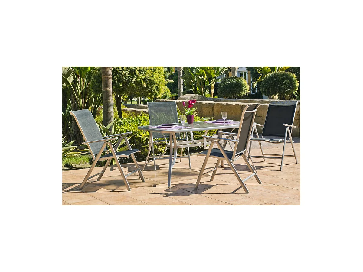 Pack 2 sillones o tumbonas acero/textilen Seul-5 plegables