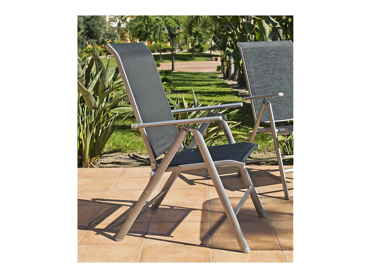Pack 2 sillones o tumbonas acero/textilen Seul-5 plegables