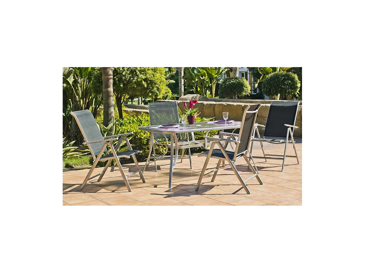 Pack 2 sillones o tumbonas acero/textilen Seul-5 plegables