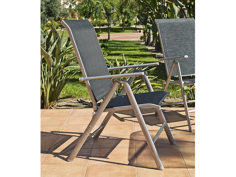 Pack 2 sillones o tumbonas acero/textilen Seul-5 plegables