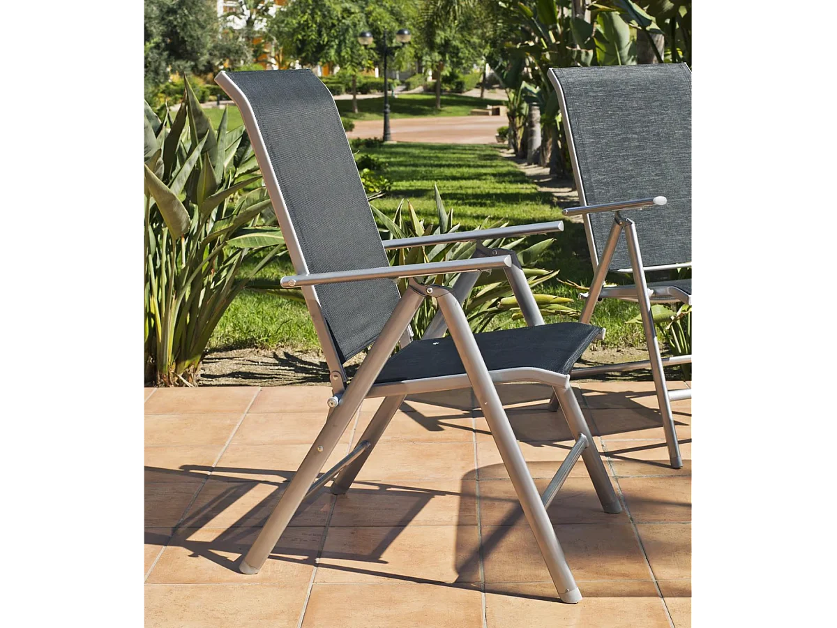 Sillón-Tumbona acero/textilen Seul-5 plegable, 100cm(alto) 58cm(ancho)  69/98cm(fondo)