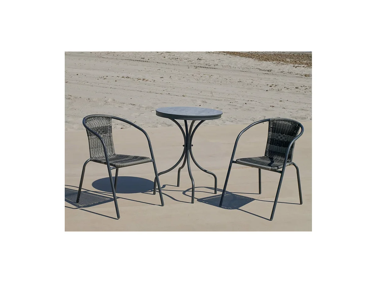 Pack de 2 sillones terraza jardín Santana-3 acero/huitex 73 cm(alto) 60 cm(ancho)52 cm(fo