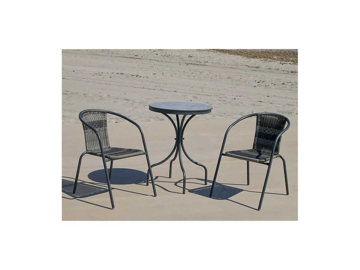 Pack de 2 sillones terraza jardín Santana-3 acero/huitex 73 cm(alto) 60 cm(ancho)52 cm(fo