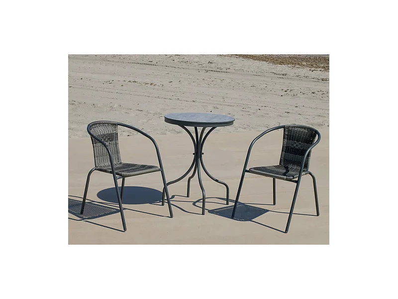 Pack de 2 sillones terraza jardín Santana-3 acero/huitex 73 cm(alto) 60 cm(ancho)52 cm(fo
