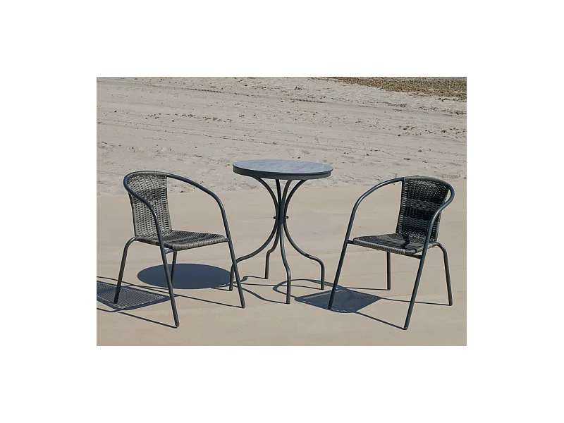 Pack de 2 sillones terraza jardín Santana-3 acero/huitex 73 cm(alto) 60 cm(ancho)52 cm(fo