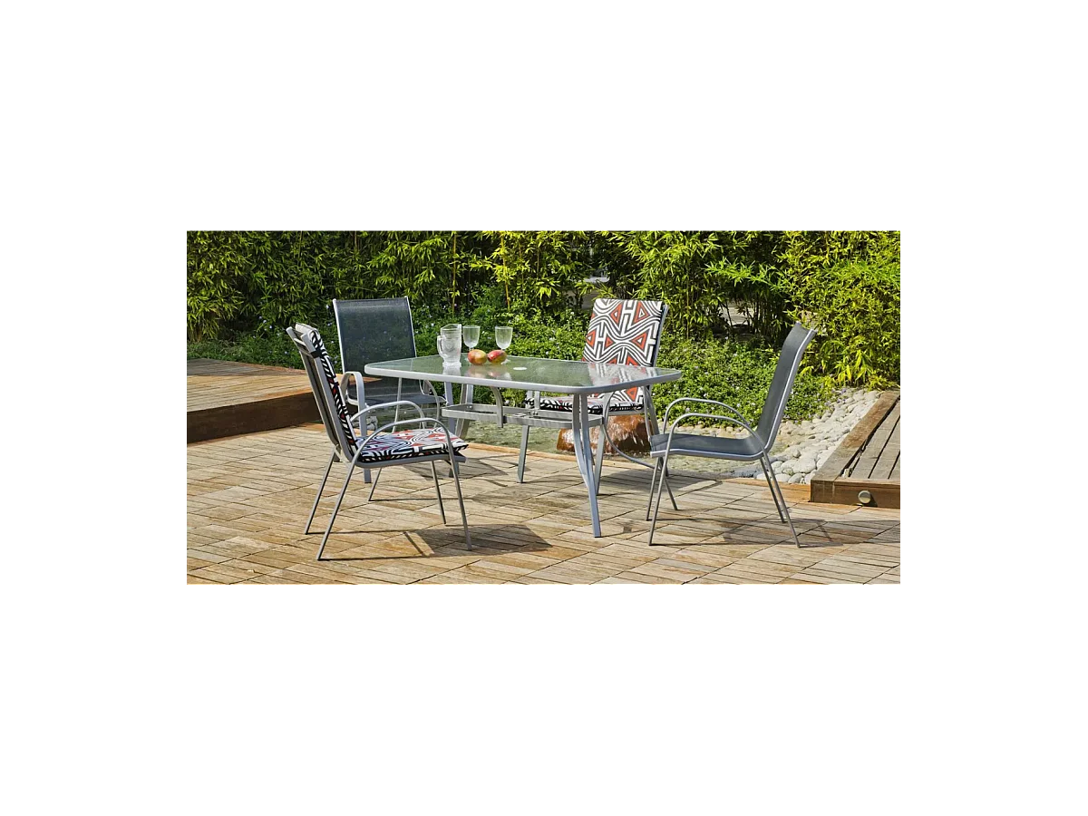 Pack de 4 sillones apilables acero/textilen Seul-3. 94 cm(alto) 54 cm(ancho)84 cm(fondo)