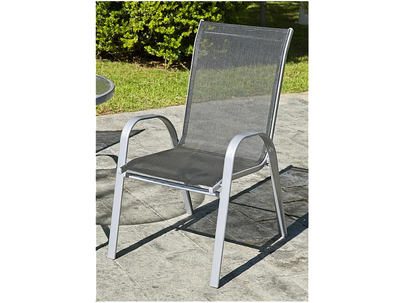 Pack de 4 sillones apilables acero/textilen Seul-3. 94 cm(alto) 54 cm(ancho)84 cm(fondo)