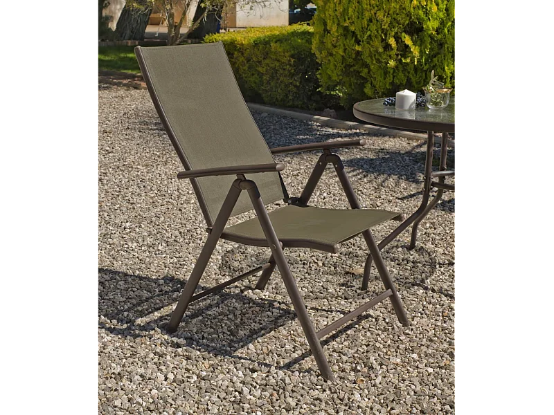 Pack de 4 Sillones o tumbonas plegables acero/textilen Macao-5 bronce