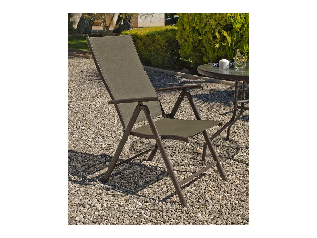 Pack de 2 Sillones o tumbonas plegables acero/textilen Macao-5 bronce