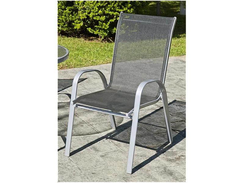 Pack de 2 sillones apilables acero/textilen Seul-3. 94 cm(alto) 54 cm(ancho)84 cm(fondo)