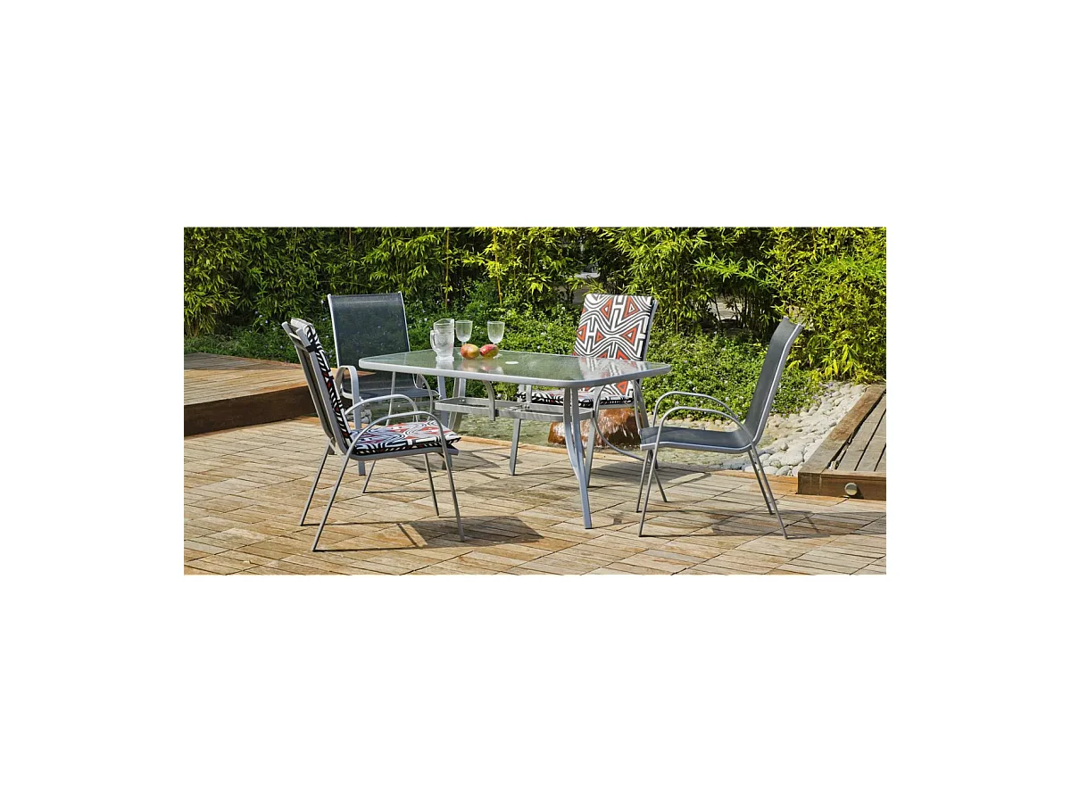 Pack de 2 sillones apilables acero/textilen Seul-3. 94 cm(alto) 54 cm(ancho)84 cm(fondo)