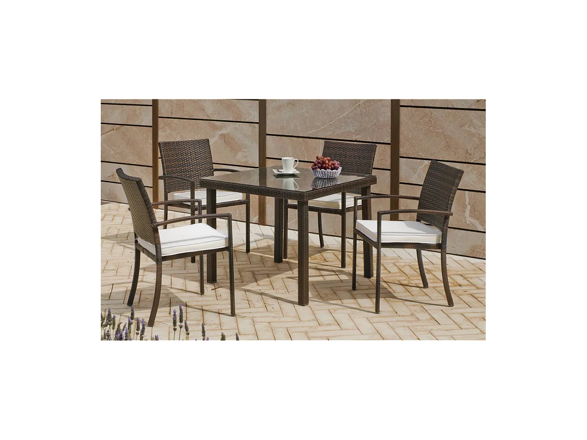 Pack de 4 sillones huitex Bahia apilables con cojines. 88 cm(alto) 55 cm(ancho)60 cm(fondo