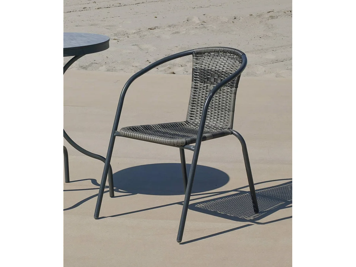 Pack de 4 sillones terraza jardín Santana-3 acero/huitex 73 cm(alto) 60 cm(ancho)52 cm(fo