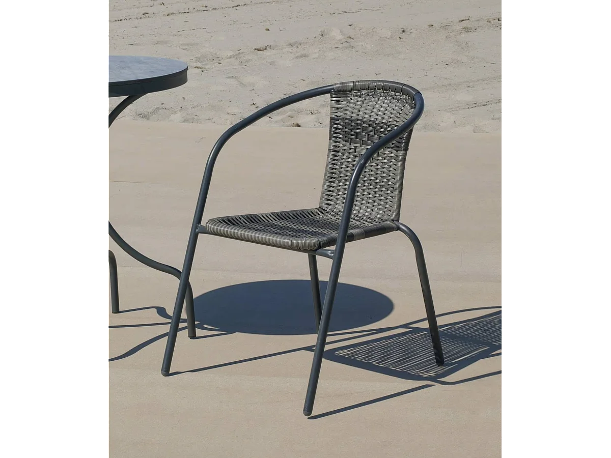 Pack de 4 sillones terraza jardín Santana-3 acero/huitex 73 cm(alto) 60 cm(ancho)52 cm(fo