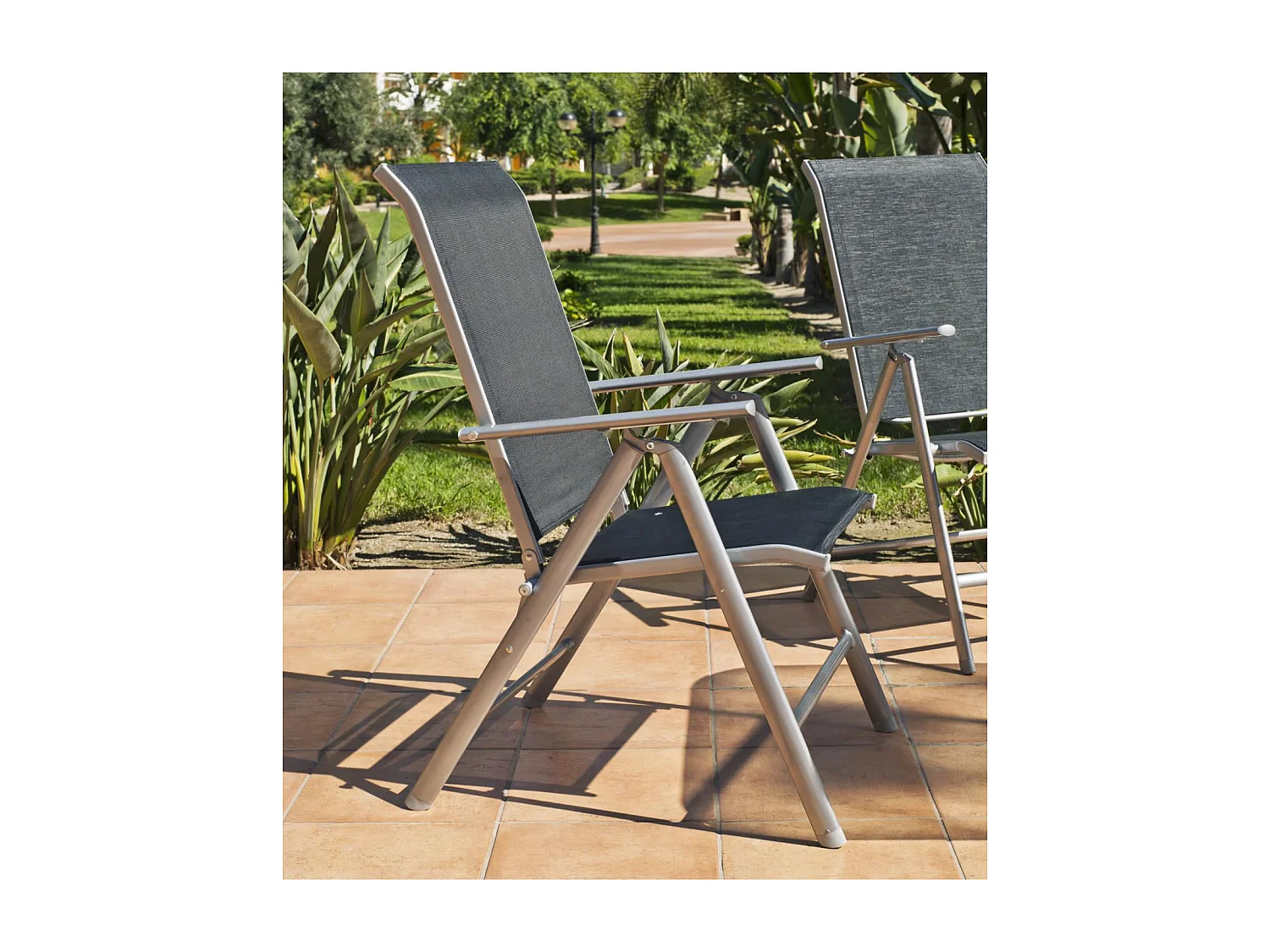 Pack 4 sillones o tumbonas acero/textilen Seul-5 plegables