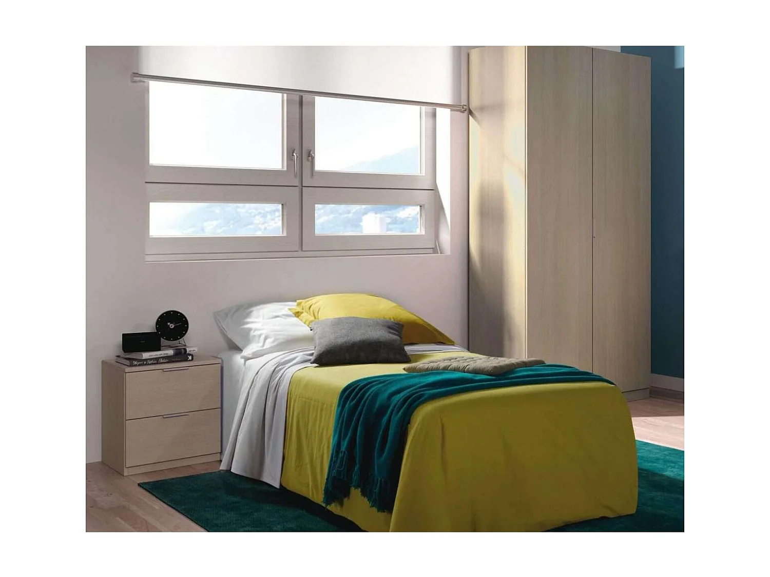 Mesita de noche Hierro 2 cajones acabado roble 45 cm(alto)38 cm(ancho)33.5 cm(fondo)