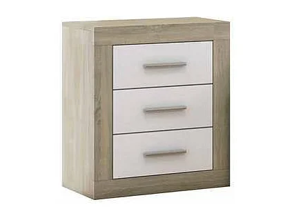 Mesita de noche con 3 cajones acabado cambrian-blanco, 60cm(alto) 50cm(ancho) 34cm(fondo)