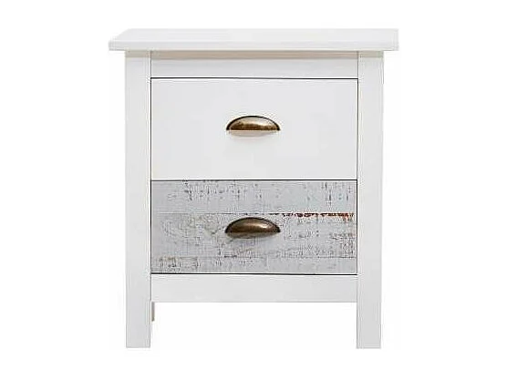 Mesita modelo Amor 2 cajones acabado blanco, 46 cm (Ancho) 35 cm (Fondo) 49.50 cm (Alto