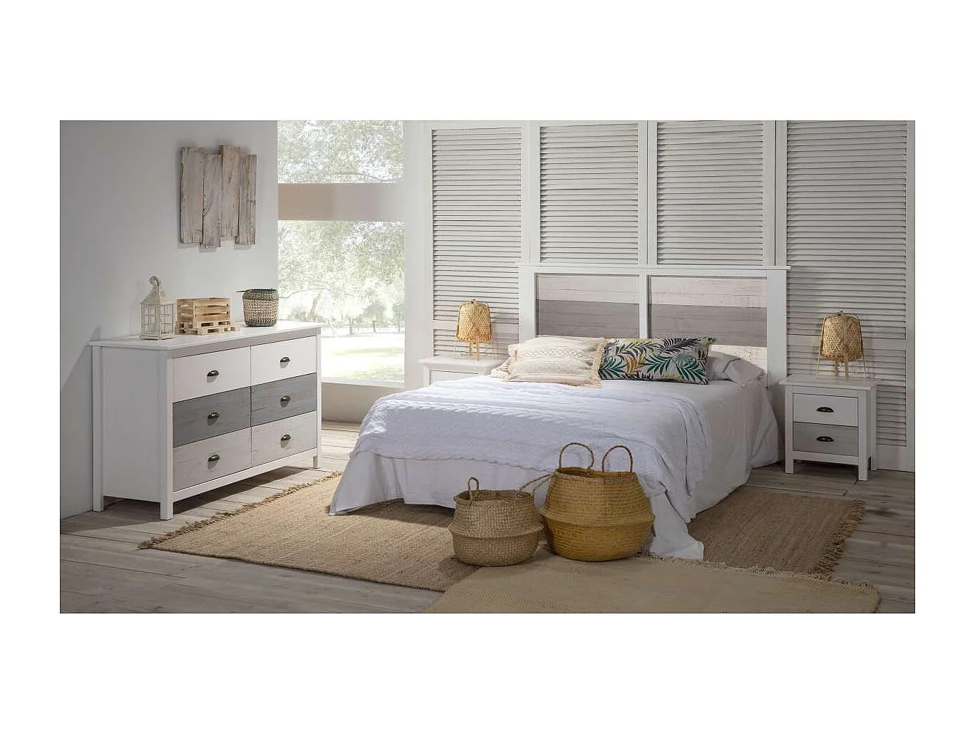 Mesita modelo Amor 2 cajones acabado blanco, 46 cm (Ancho) 35 cm (Fondo) 49.50 cm (Alto