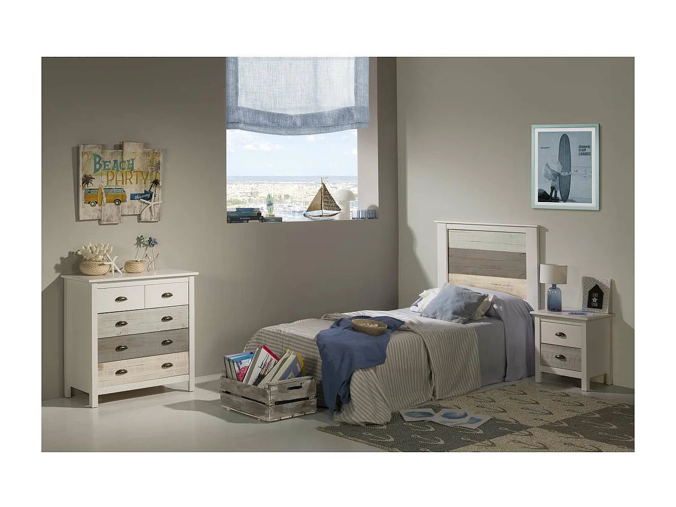 Mesita modelo Amor 2 cajones acabado blanco, 46 cm (Ancho) 35 cm (Fondo) 49.50 cm (Alto