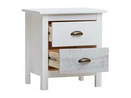 Mesita modelo Amor 2 cajones acabado blanco, 46 cm (Ancho) 35 cm (Fondo) 49.50 cm (Alto