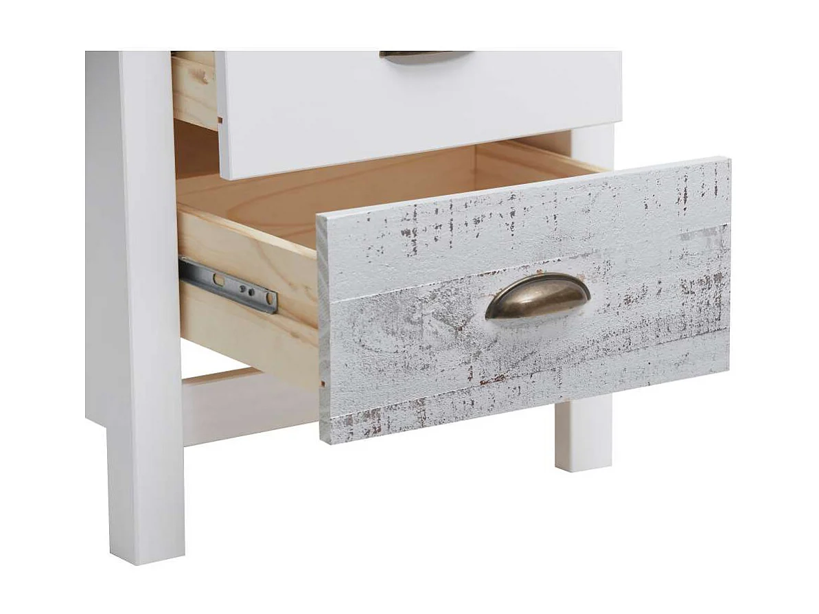 Mesita modelo Amor 2 cajones acabado blanco, 46 cm (Ancho) 35 cm (Fondo) 49.50 cm (Alto