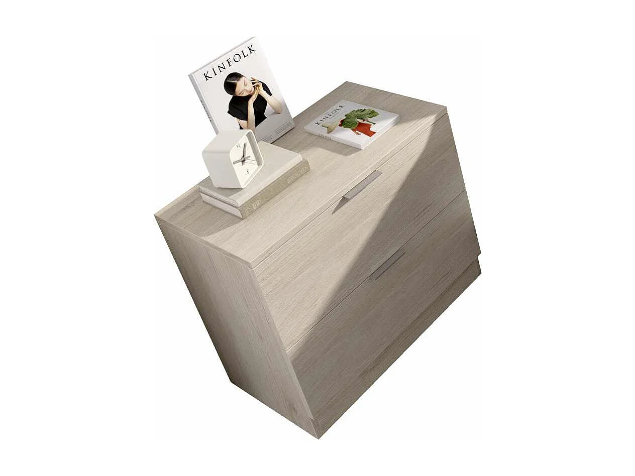 Mesita de noche con 2 cajones acabado natural, 45.5cm(alto) 50cm(ancho) 34cm(fondo)