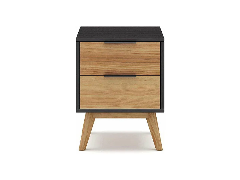 Mesita modelo Julen 2 cajones acabado cera/bocamina, 40cm(Ancho) 35cm(Fondo) 53cm(Alto