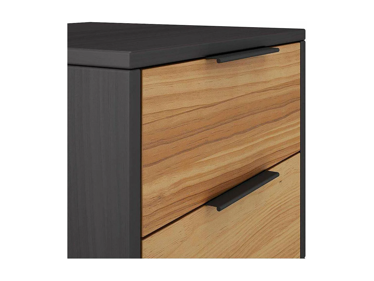 Mesita modelo Julen 2 cajones acabado cera/bocamina, 40cm(Ancho) 35cm(Fondo) 53cm(Alto