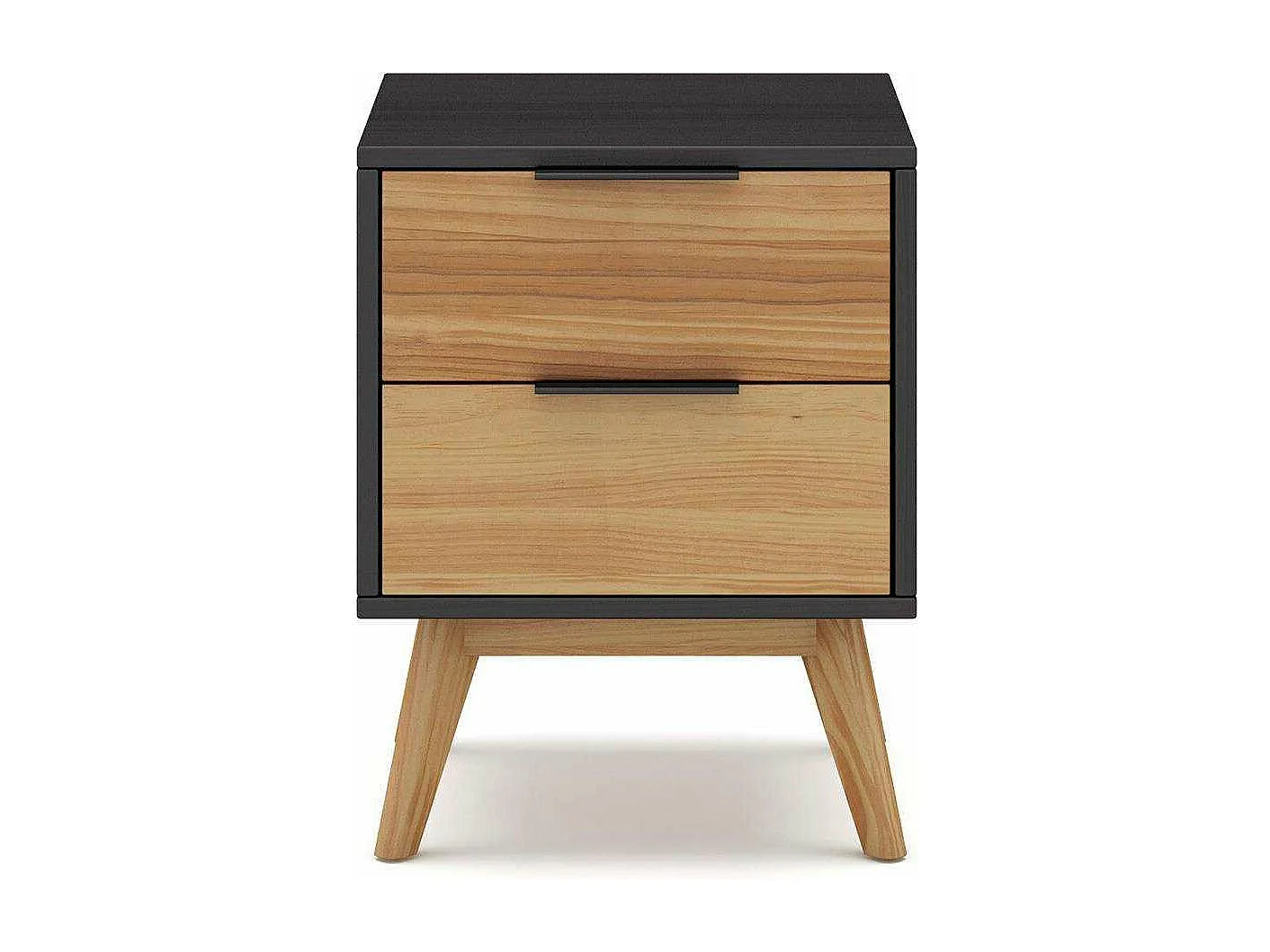 Mesita modelo Julen 2 cajones acabado cera/bocamina, 40cm(Ancho) 35cm(Fondo) 53cm(Alto