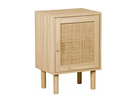 Mesita de noche dormitorio Decor acabado pino/rattan, 58cm(alto) 40cm(ancho) 30cm(fondo).