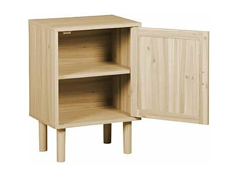 Mesita de noche dormitorio Decor acabado pino/rattan, 58cm(alto) 40cm(ancho) 30cm(fondo).