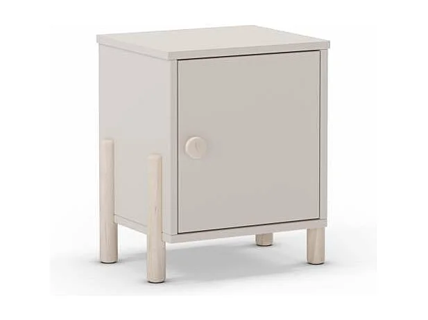 Mesita de noche para dormitorio Emma 1 puerta acabado crema/cera blanca, 39.4cm(ancho) 47c
