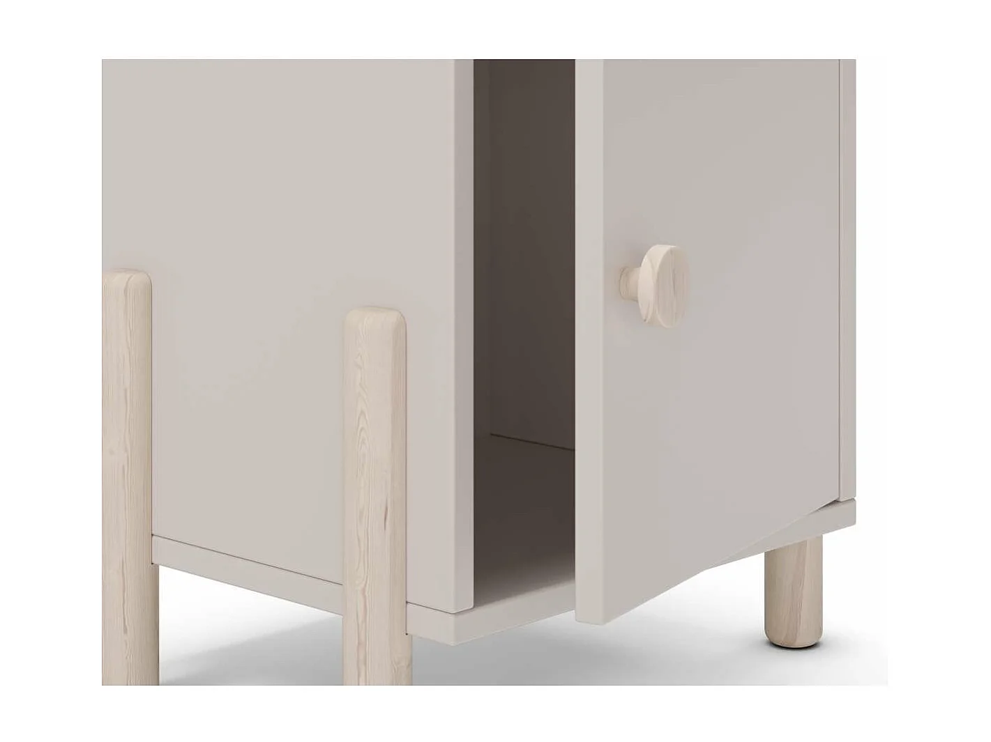 Mesita de noche para dormitorio Emma 1 puerta acabado crema/cera blanca, 39.4cm(ancho) 47c