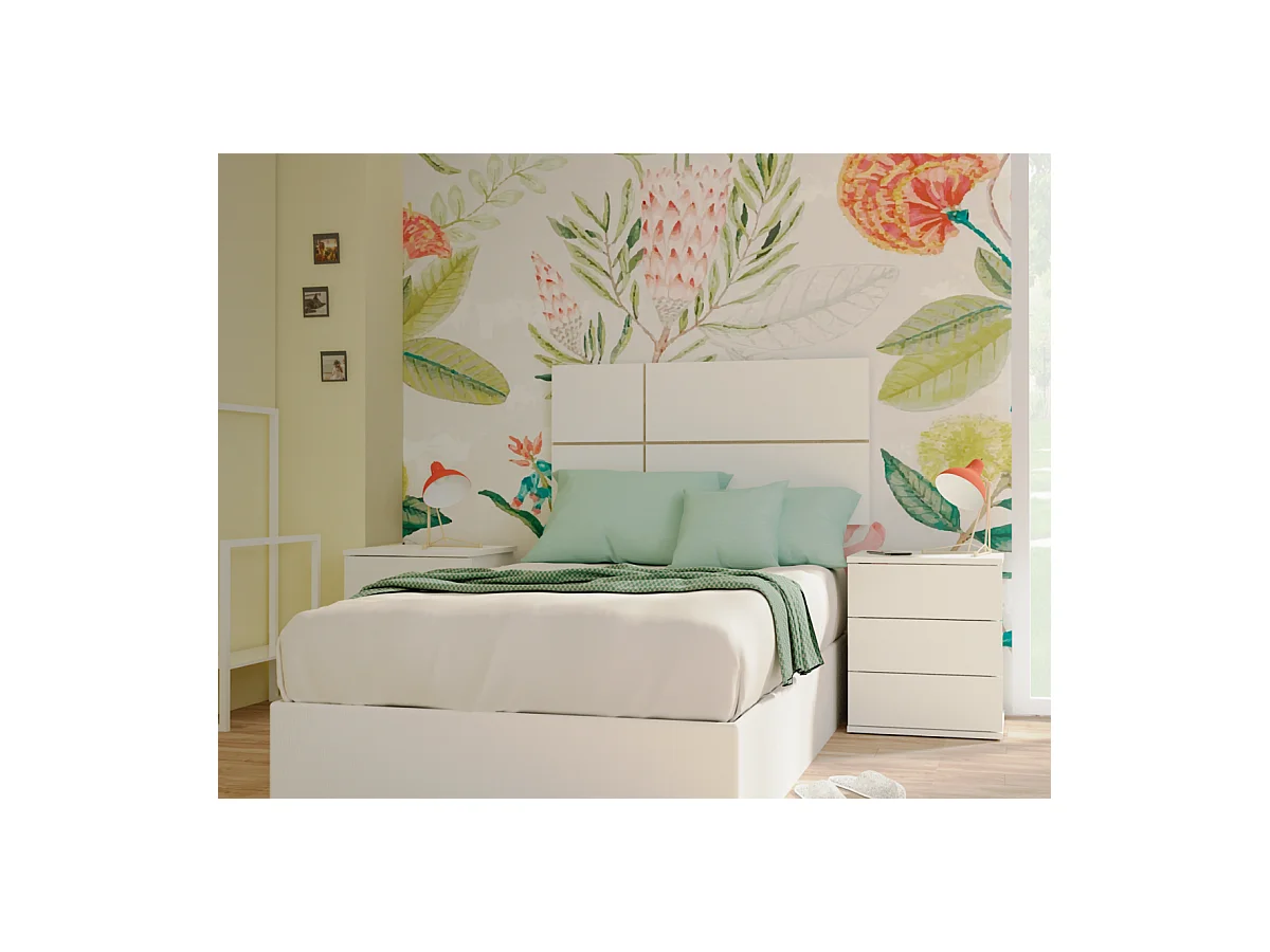 Mesita de noche 3 cajones Dana acabado blanco, 45 cm(alto)38 cm(ancho)34 cm(fondo)