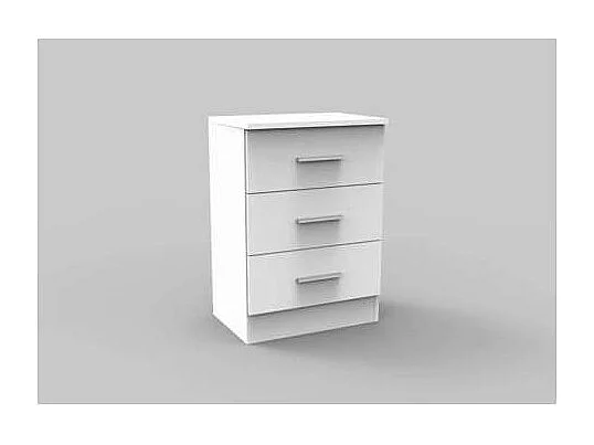 Mesita de noche con 3 cajones acabado blanco, 66cm(alto) 46cm(ancho) 33cm(fondo)