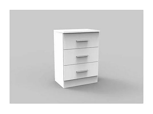 Mesita de noche con 3 cajones acabado blanco, 66cm(alto) 46cm(ancho) 33cm(fondo)