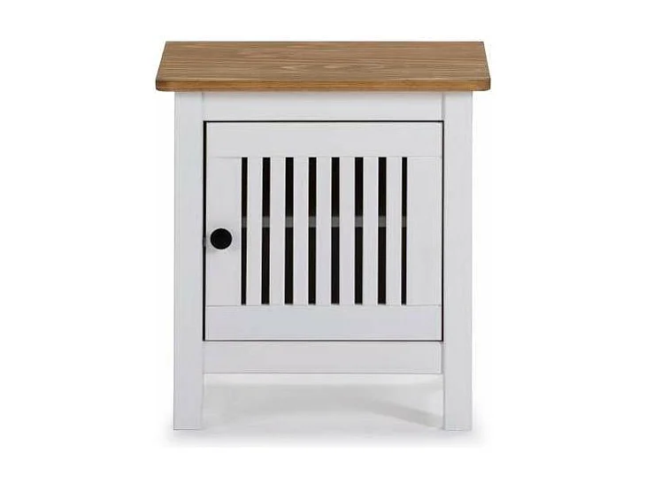 Mesita de noche 1 puerta acabado blanco modelo Luna, 46 cm(ancho) 49.5 cm(alto) 35 cm (fon