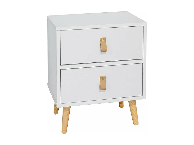 Mesita de noche 2 cajones Md-Colomera acabado blanco, 50cm(alto) 40cm(ancho) 30cm(fondo).