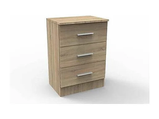 Mesita de noche con 3 cajones acabado cambrian, 66cm(alto) 46cm(ancho) 33cm(fondo)