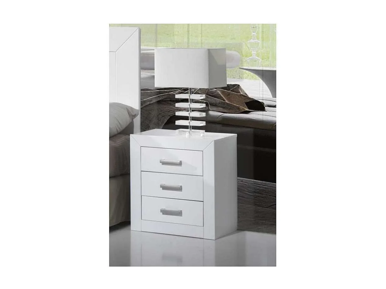 Mesita 3 Cajones Dormitorio Juvenil o Matrimonio acabado Lacado Blanco. 55 cm(alto)50 cm(a